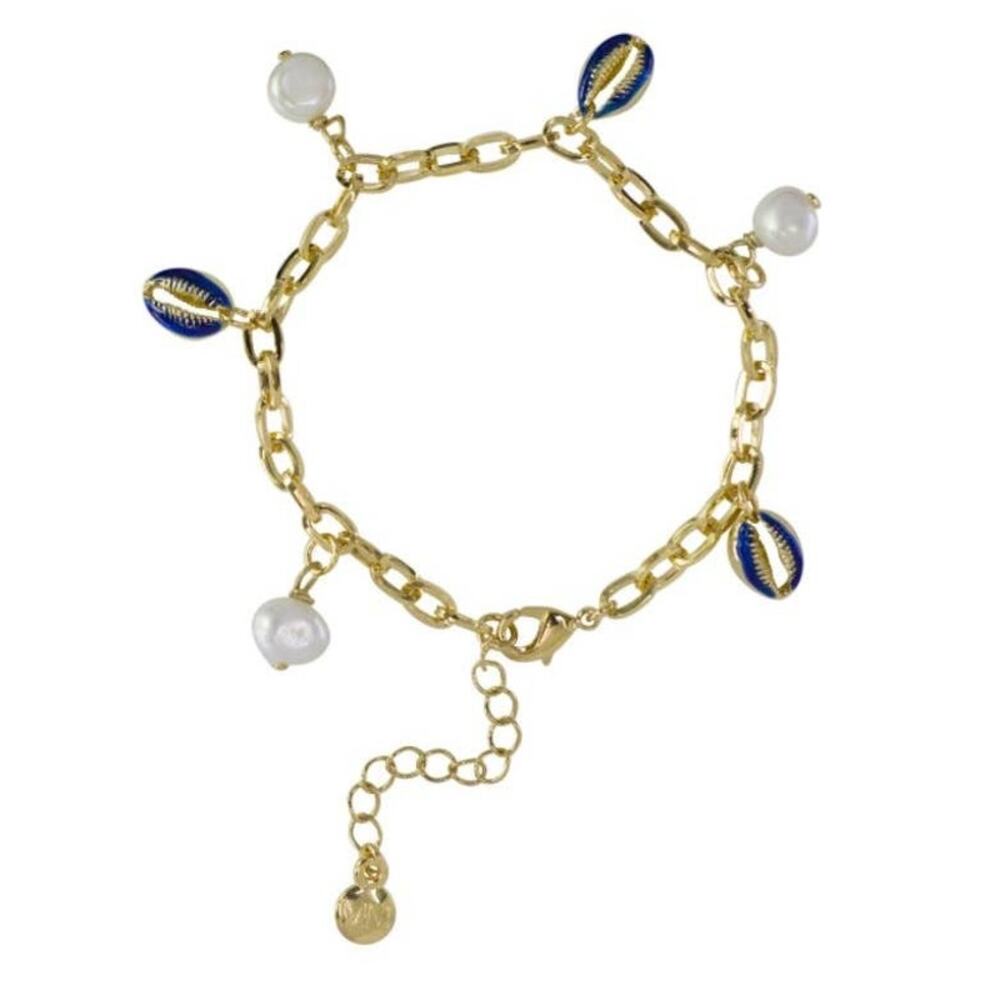 NEW Mayamar Chloe Blue Enamel Shell Paperclip Bracelet - Picture 3 of 3
